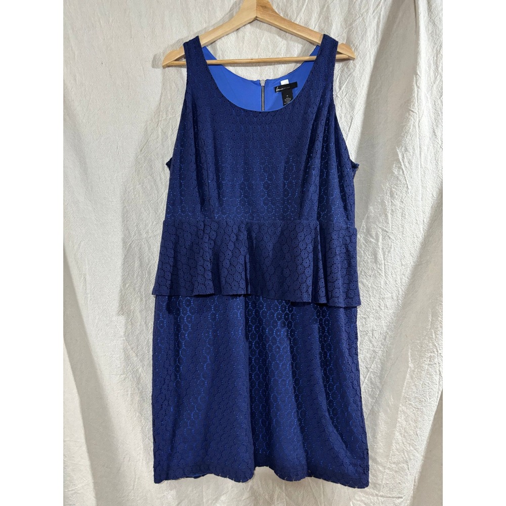 Lane Bryant Navy Blue Lace Peplum Sleeveless Cocktail Dress Size 16 NWT